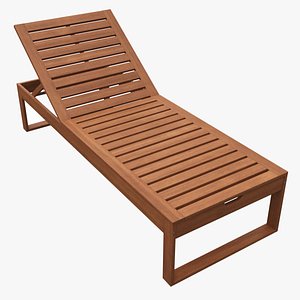Outdoor wood sun lounger 01 3D model