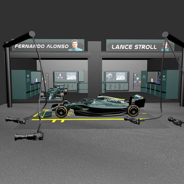 3D garage Formule 1 aston martin model