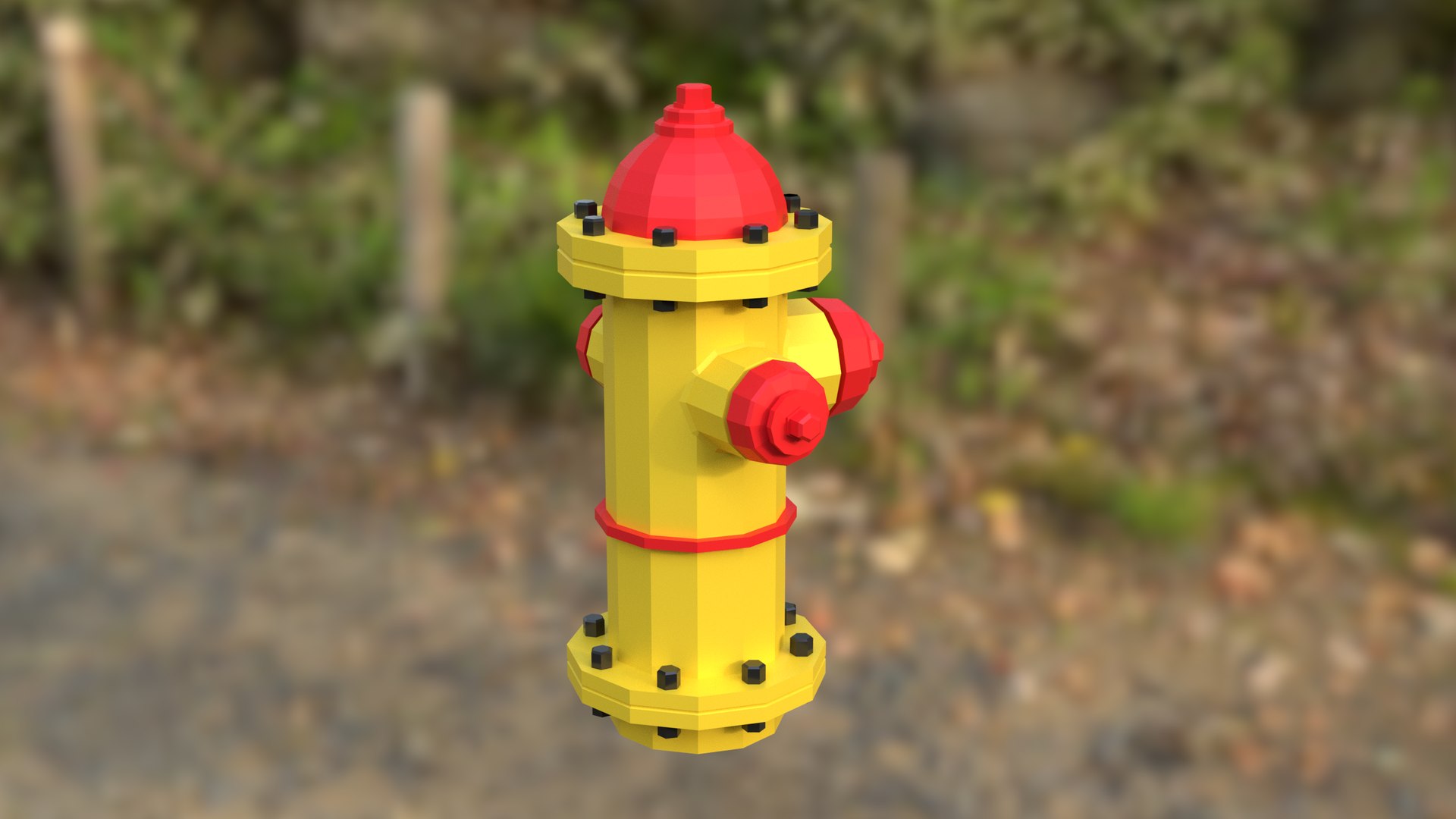 3D Model LowPoly Red And Yellow Fire Hydrant With Two Color Variants ...