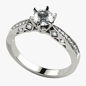 3D model 5mm Diamond Fashion Gold Ring