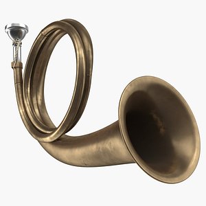3D model old hunting horn brass
