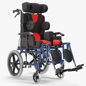 Pediatric Cerebral Palsy Wheelchair Reclining Rigged for Maya