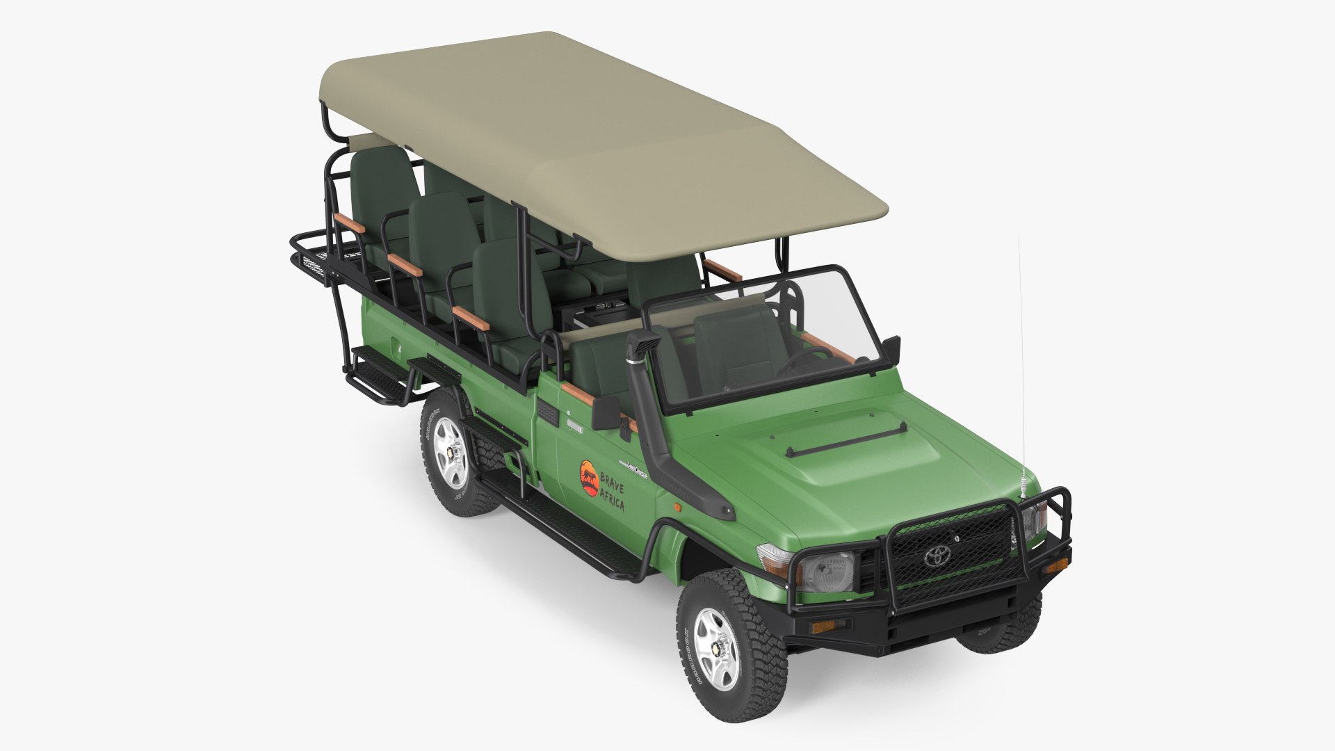 (希少) Diapet TOYOTA LAND CRUISER SAFARI Toyota Land Cruiser Safari Open Sided Green Dirty 3D Model