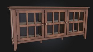 3D Mission Oak 3 Door Console TV Stand