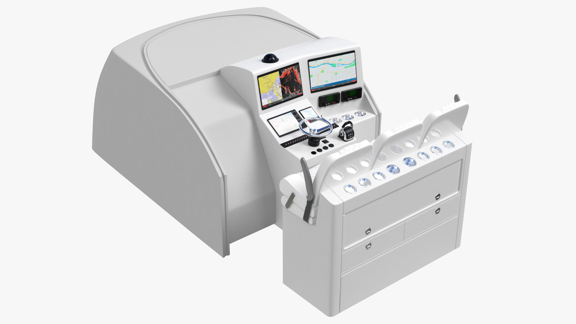 Motor Boat Control Panel with Seats 3D model preview