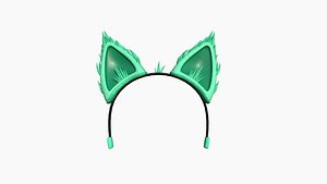 Furry Ears Tiara A07 Green - Headband Character Design 3D model