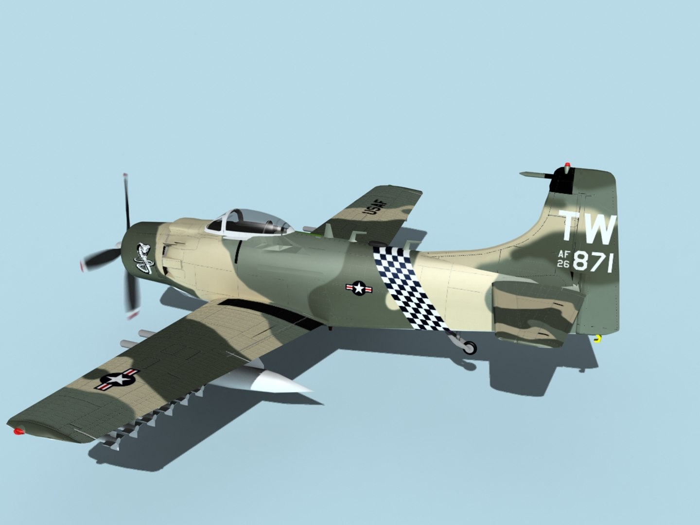 Skyraider douglas a-1 usaf 3D model - TurboSquid 1488646