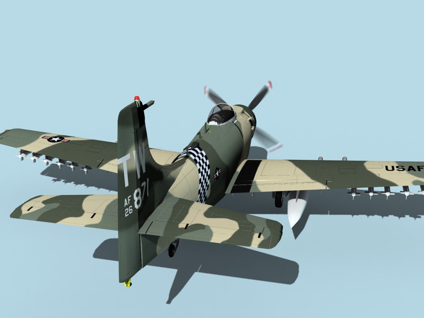 Skyraider douglas a-1 usaf 3D model - TurboSquid 1488646