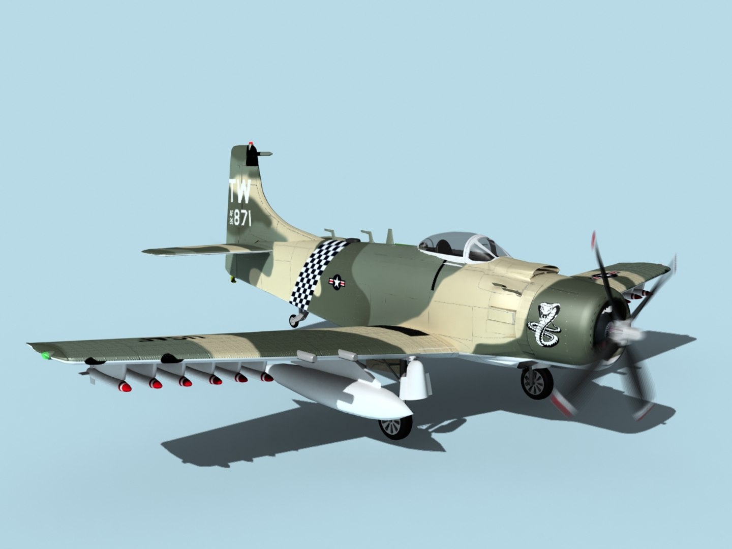Skyraider douglas a-1 usaf 3D model - TurboSquid 1488646