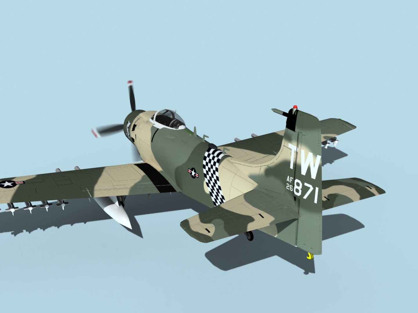 Skyraider douglas a-1 usaf 3D model - TurboSquid 1488646