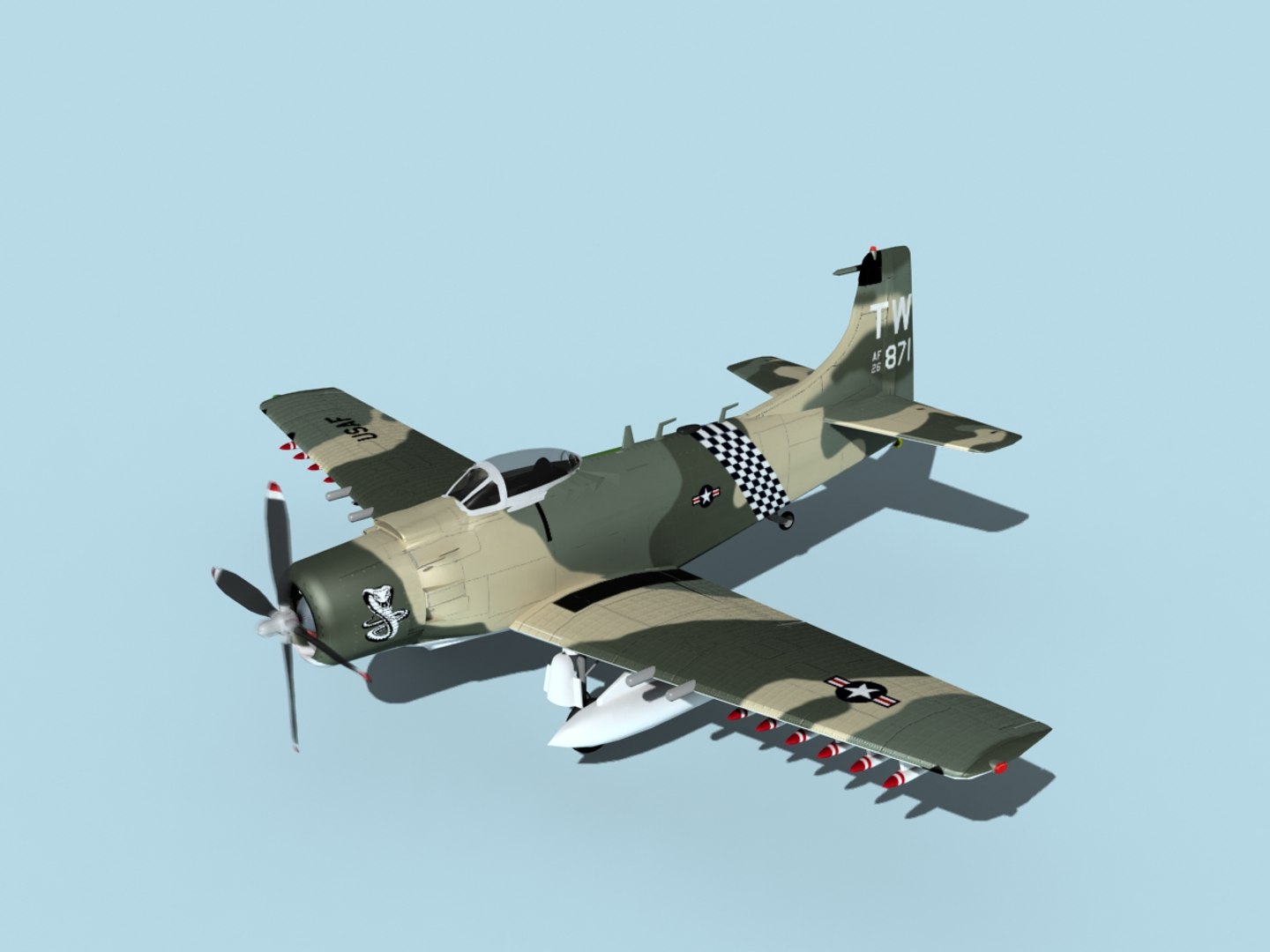 Skyraider douglas a-1 usaf 3D model - TurboSquid 1488646