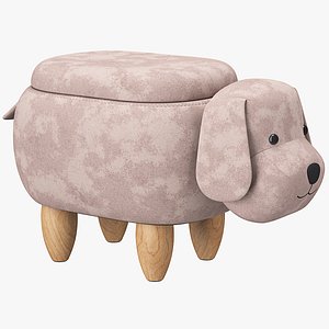 Storage Animal Stool Doggy Velvet 3D model