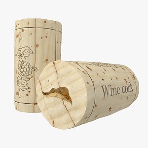 used wine cork 2 3d model