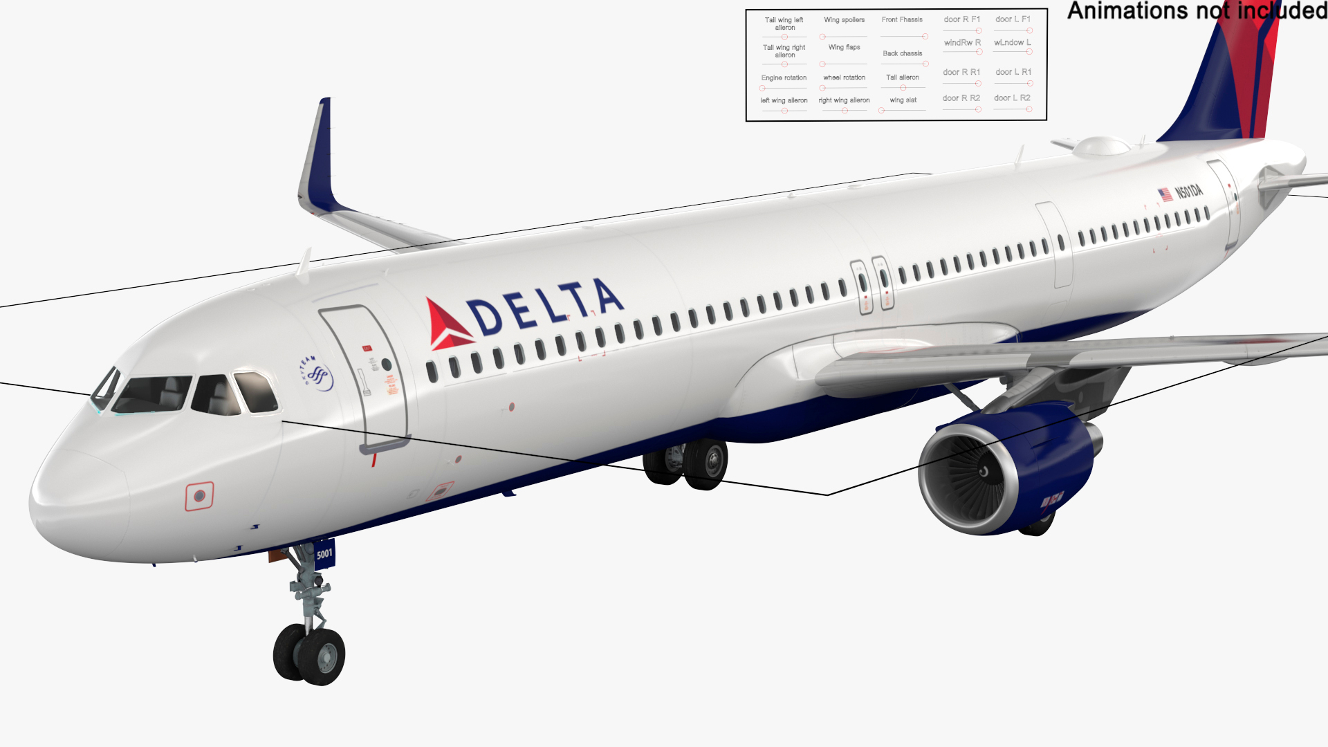 3D Delta Air Lines Airbus A321 NEO With Interior Rigged - TurboSquid ...