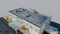 Low Poly Community Hospital with ER  Surgery and ICU