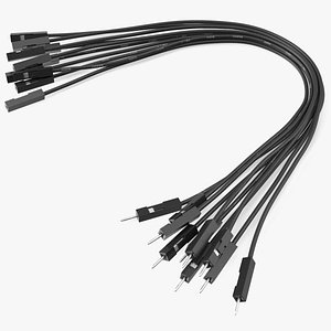 Jumper Wires Bented Black 3D model