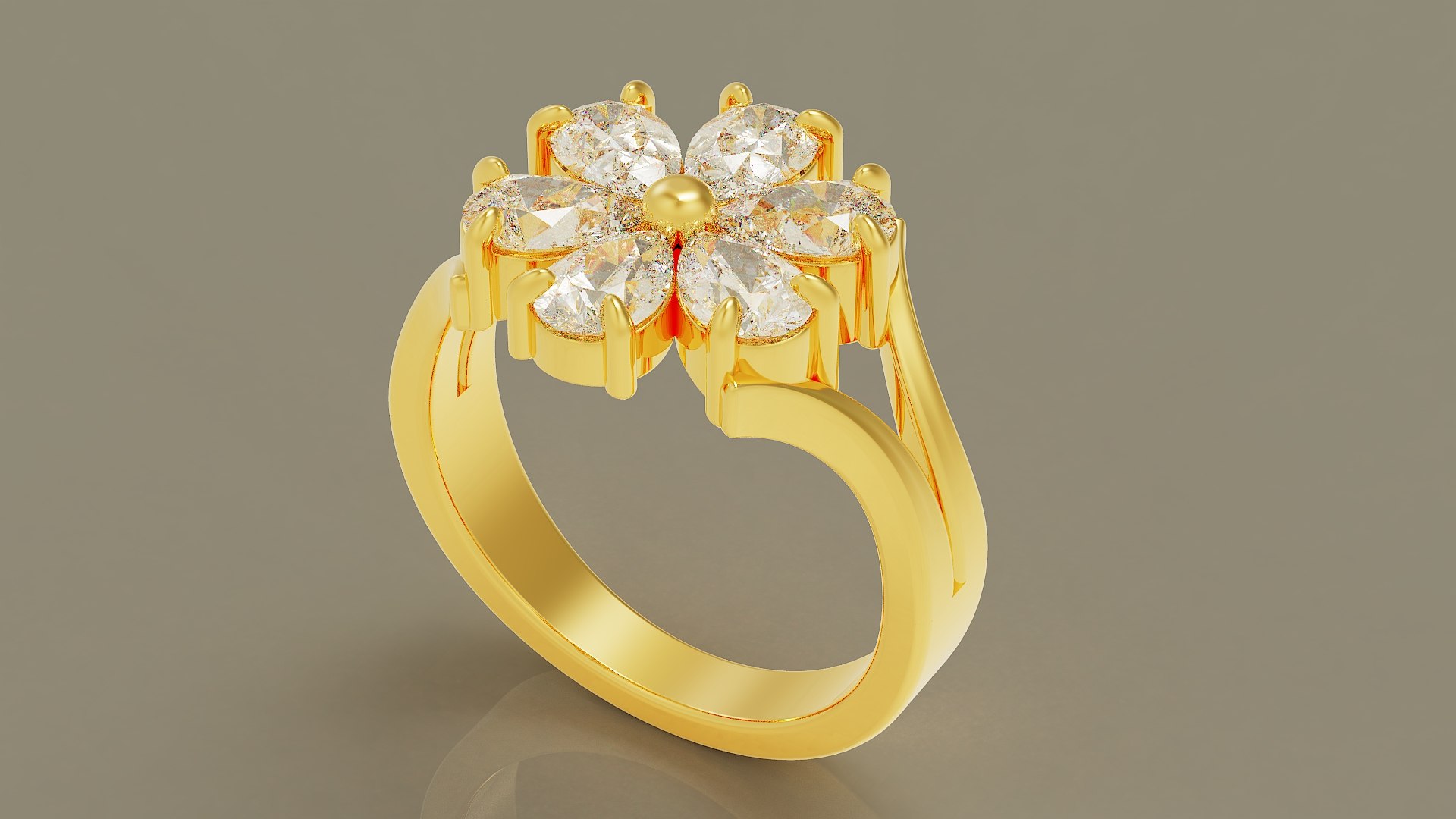 3D Pear Shape Diamond Flower Ring - TurboSquid 2317944