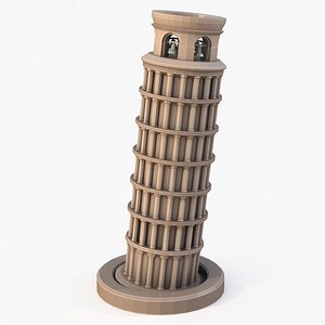 Low Poly Cartoon Model Leaning Tower of Pisa