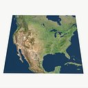 Us with Canada and Mexico detailed PBR landscape map