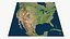 Mapa detalhado da paisagem PBR dos EUA com Canadá e México