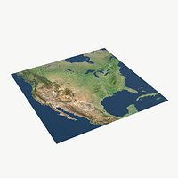 Us with Canada and Mexico detailed PBR landscape map