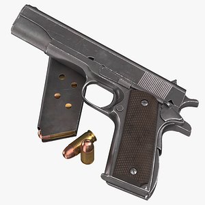 Colt M1911 Pistol Magazine and Bullets