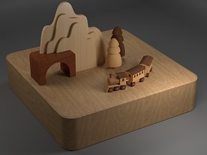 3D wooden music box train model