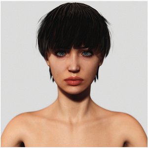 Naked Skinny Woman with Short Hair