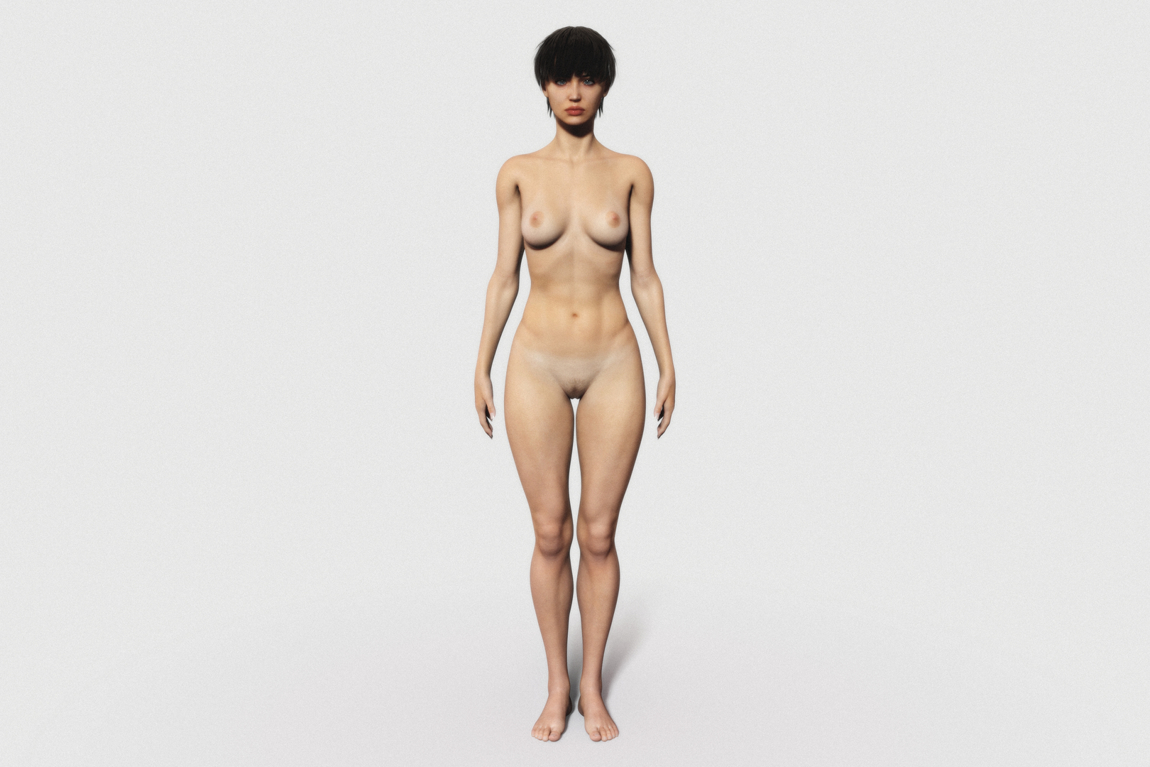Naked Skinny Woman With Short Hair 3d Model Turbosquid 2004795