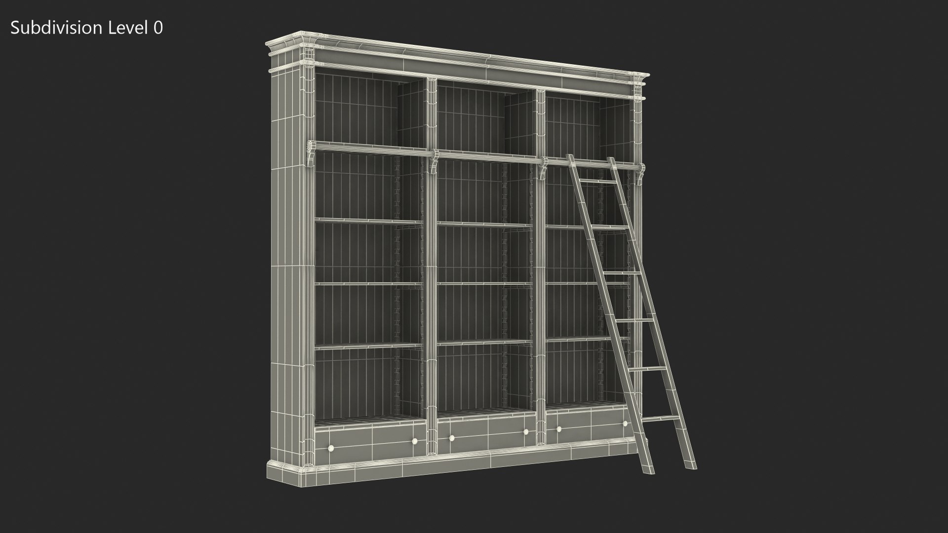 Wood Bookcase Ladder Books 3D Model - TurboSquid 1486375