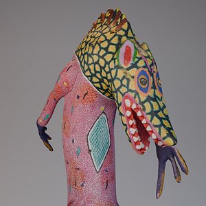 Mystic Wolf Alebrije Handcrafted Mexican Art 3D model