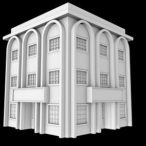 free c4d model 3-story corner building