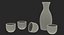 5 piece ceramic sake model