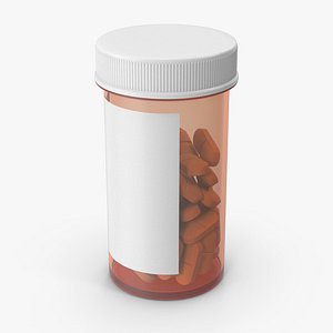 Pill Bottle With Pills 3D