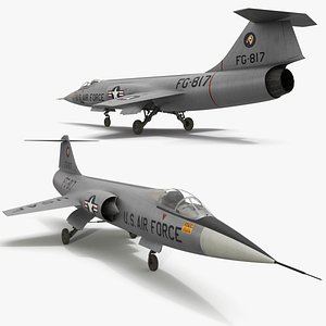 Lockheed F-104 Starfighter Aircraft Jet Simplified 3D