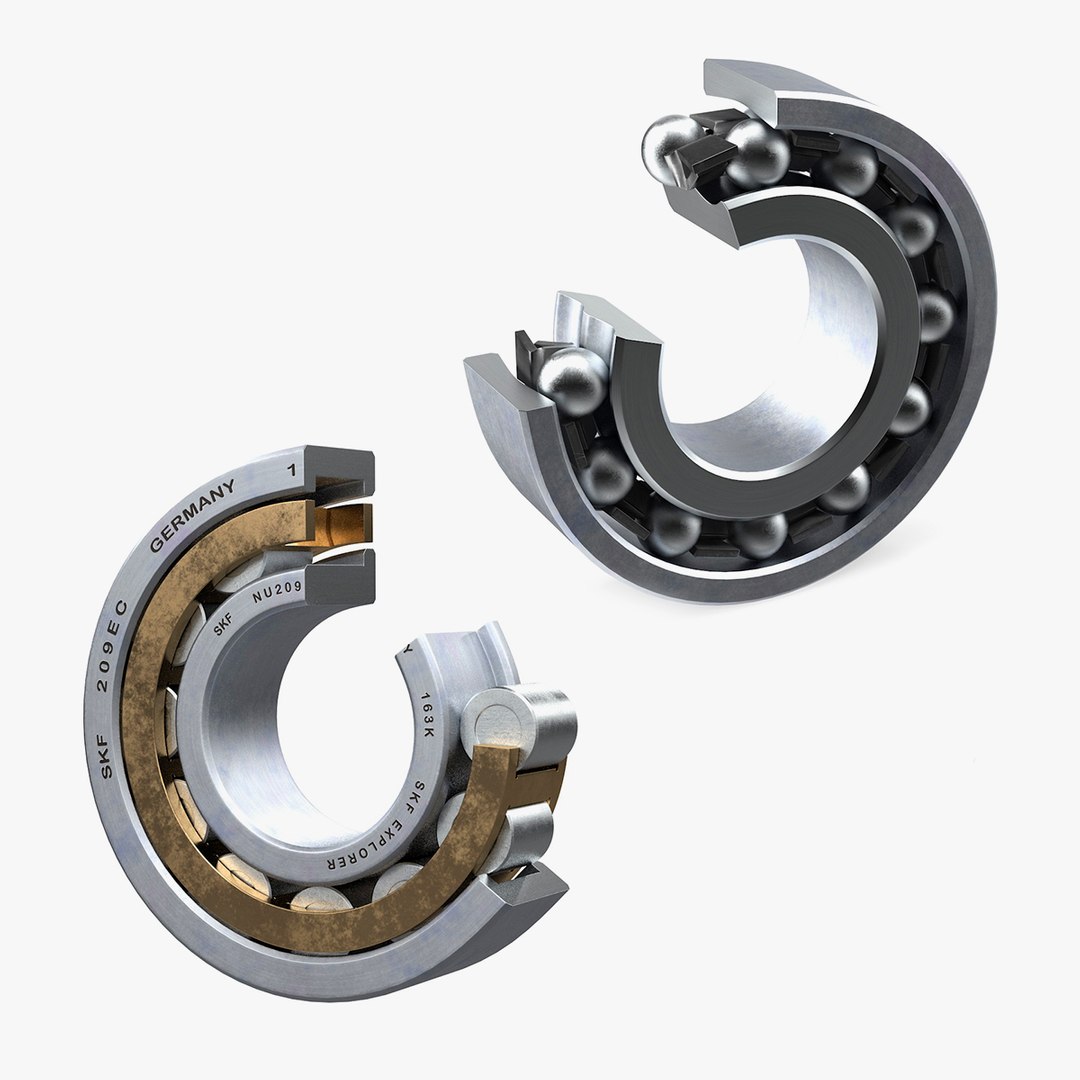 Roller Bearings Cut Inside Collection 3D model preview
