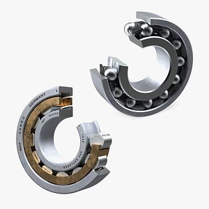 3D roller bearings cut model