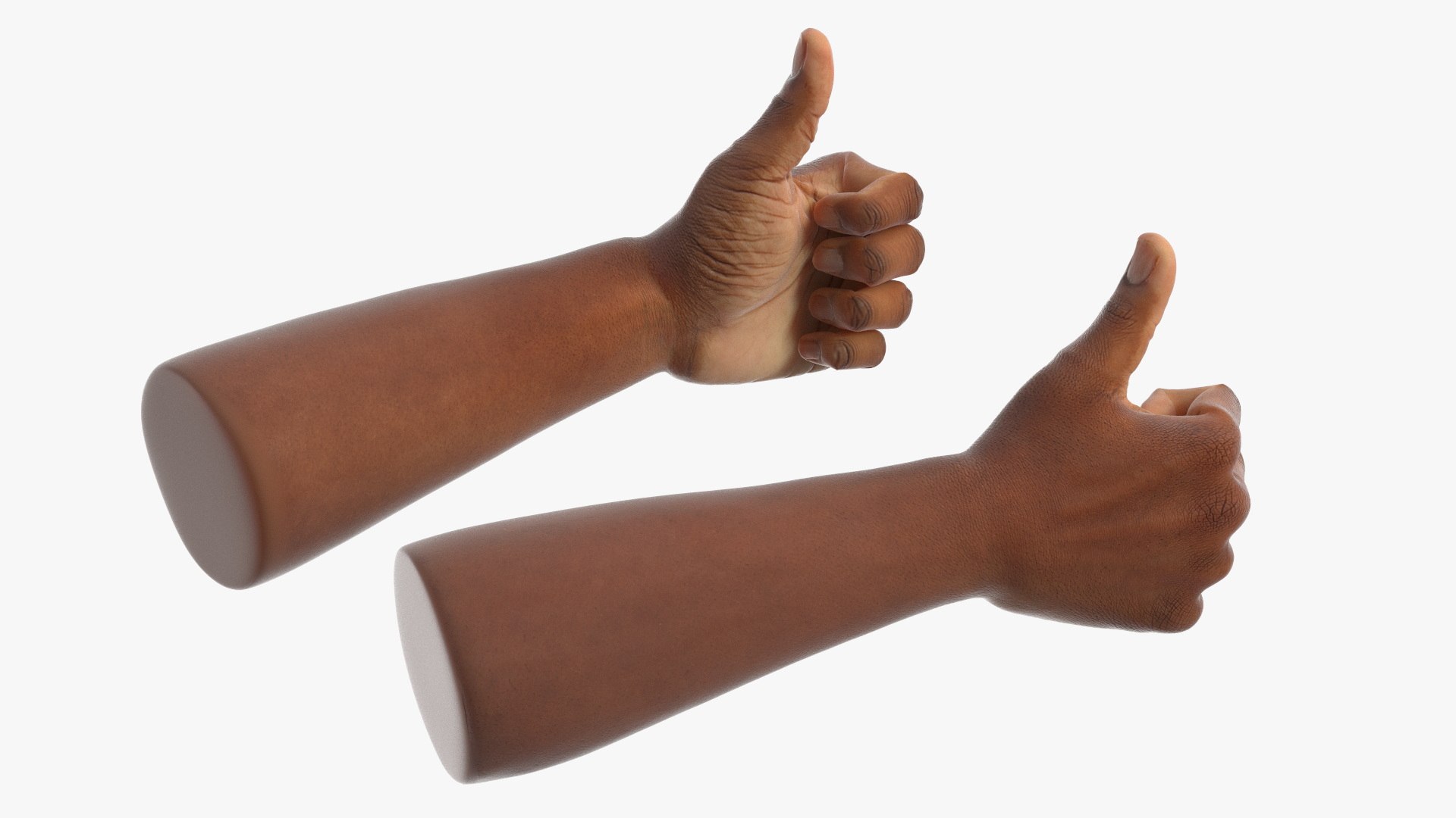Black Male Arm Pair with Thumbs Up Gesture 3D model preview
