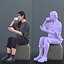 10355 Francine - Jeune femme assise et buvant du café