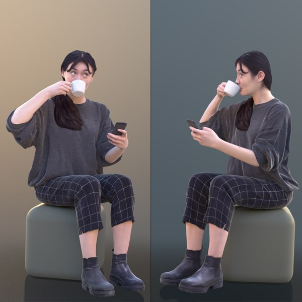 woman young sitting 3D model