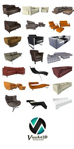 3d model modern sofas couches
