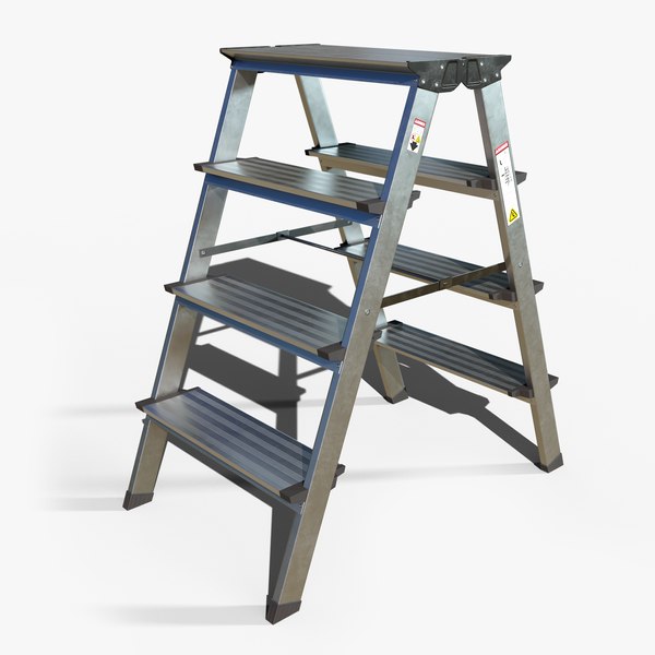 3D model metallic stepladder gameready