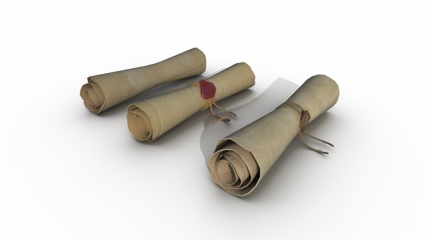 Set aus drei Papyrusrollen PBR Low-Poly 3D-Modell 3D-Modell ...