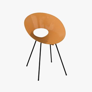 Orange vintage metal chair 3D