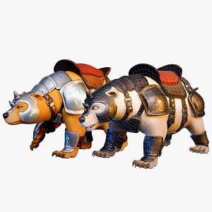 3D Stylized Armored War Bear Mount