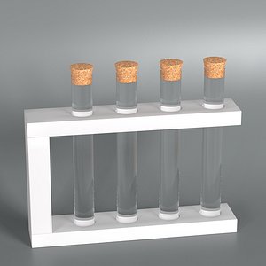 Stand with glass test tubes 3D model 3D