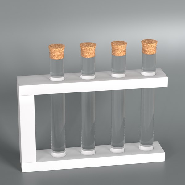 Stand with glass test tubes 3D model 3D
