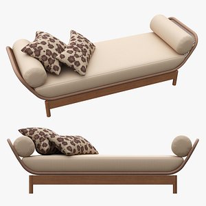 Outdoor wood sun lounger with cushions 01 model