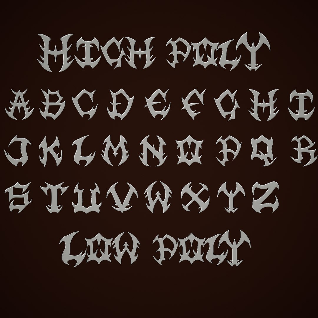 Stylize Ghotic Low Poly Font 3D https://p.turbosquid.com/ts-thumb/Vo/ubmHqx/eT/boards_viewport/png/1680379855/1920x1080/fit_q87/cd156ec223c03dce9992709cd325b778615f7243/boards_viewport.jpg