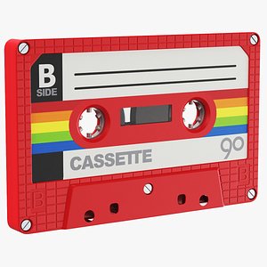 Detailed Red Cassette Tape 3D model